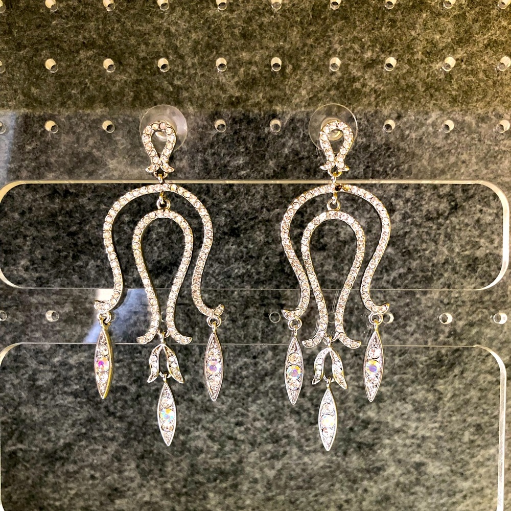 Silver Crystal Chandelier Earrings